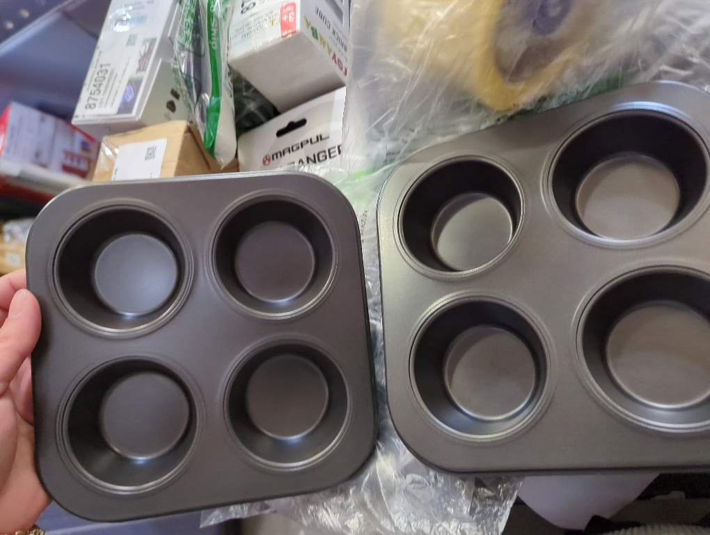 4 Cup Muffin Pan 2 Pcs (8.5 X 7.48 Inch) Air Fryer Small Oven Cupcake Baking Pan Non Stick No Toxic Bakeware