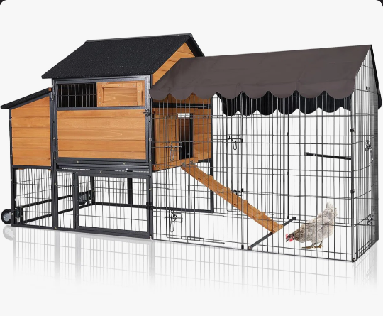Ultimate Chicken Coop With Wheels - Spacious 85 Metal Frame Chicken House 2 BOXES