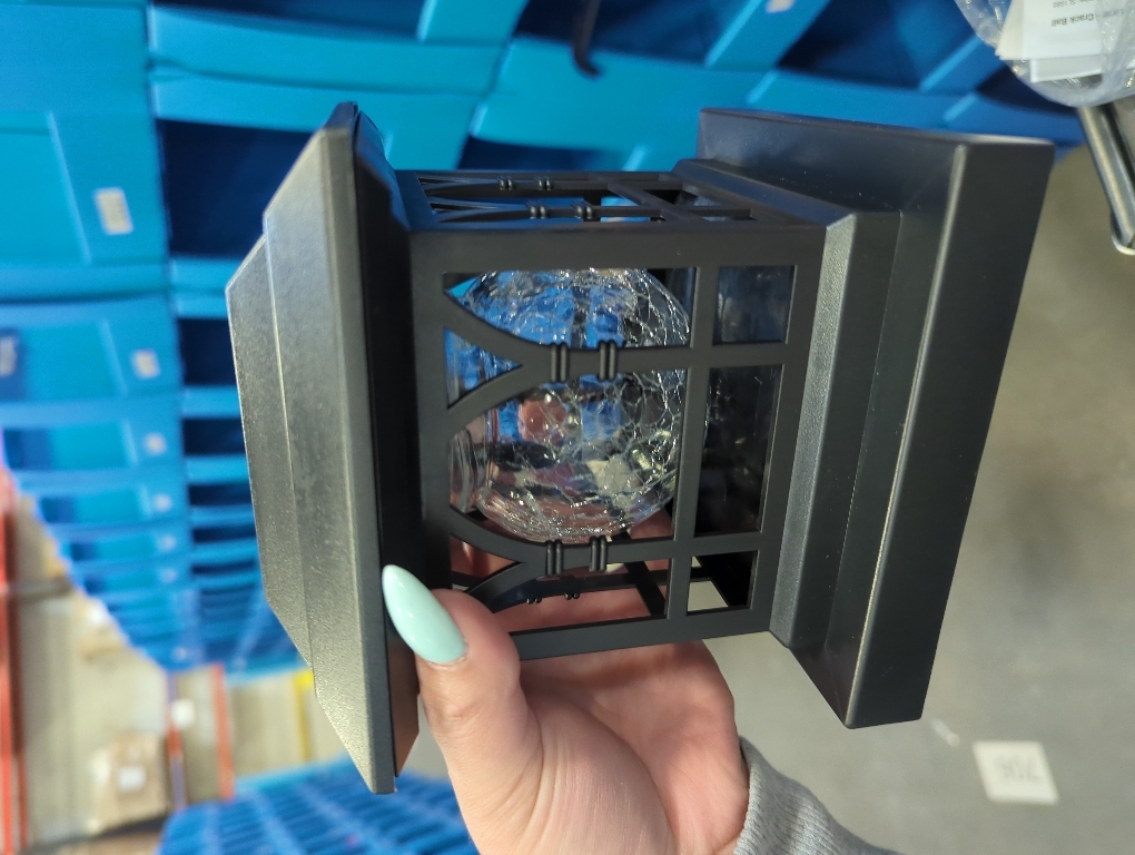 Fence Post Solar Lights, Crackle Glass Solar Post Cap Lights, 20 Lumens, Warm White & RGB Automatic Cycling 2 Modes for 3.6x3.6 4x4 4.5x4.5 5x5 Vinyl Wooden Posts Decoration, Black (1 Pack)