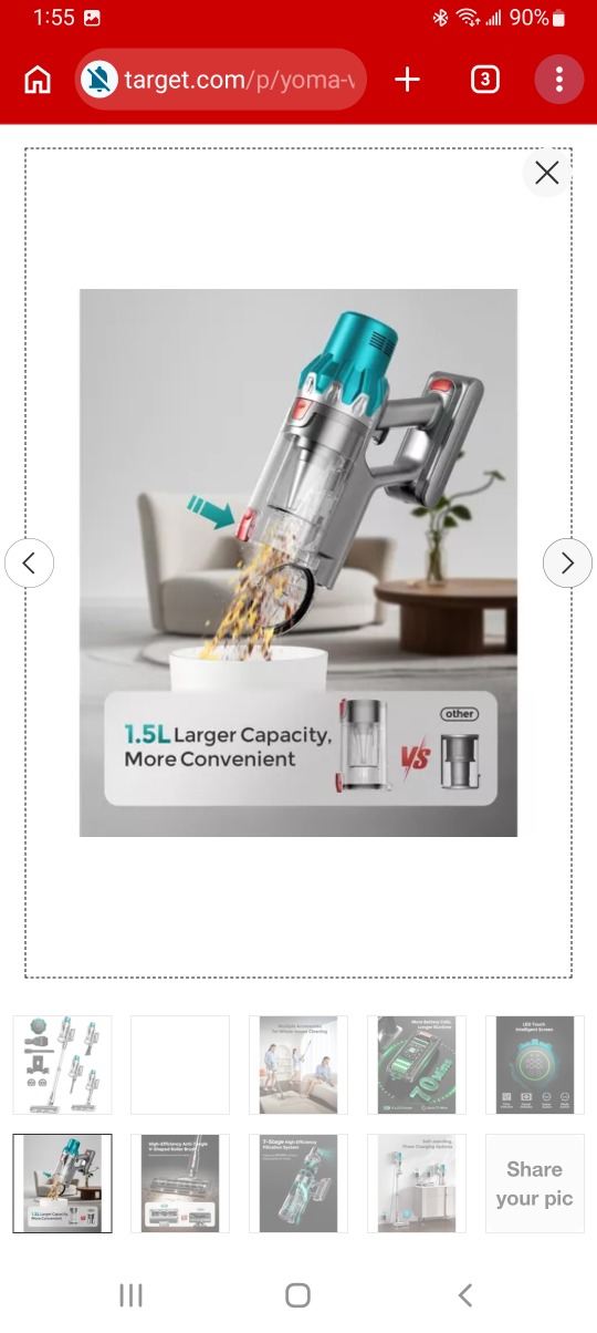 YOMA V6 Cordless Stick Vacuum Cleaner, 600W 50KPA, LED Touch Screen, 