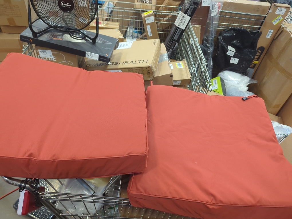 2 Pack Color red Waterproof Outdoor Chair Cushions for Patio Furniture, Patio Chair Cushion with Adjustable Ties & Portable Handle, Square Outdoor Cushion with Removable Cover 2 Pack