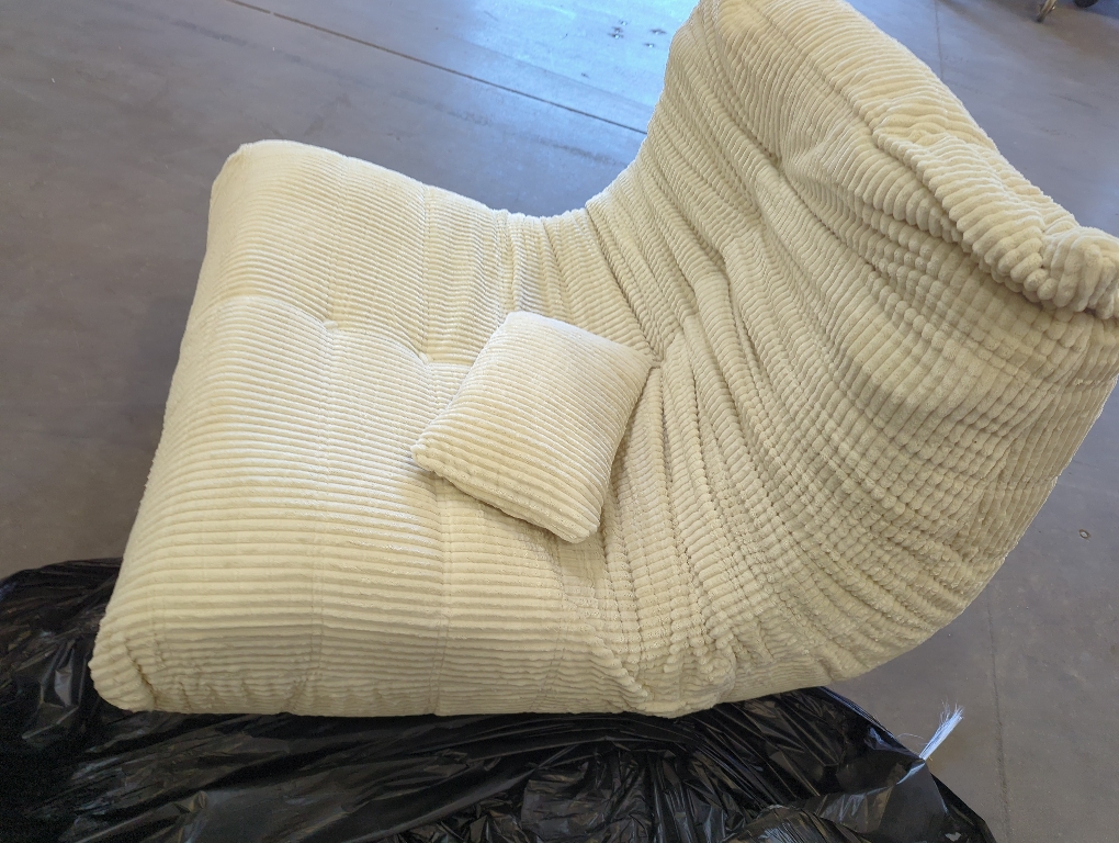 Bean Bag Chair for Adults - Large Bean Bag Chairs with Lumbar Pillow, Oversized Corduroy Memory Foam Boneless Chair with High-Rebound, Lazy Floor Sofa for Reading Gaming Living Room Bedroom, Beige