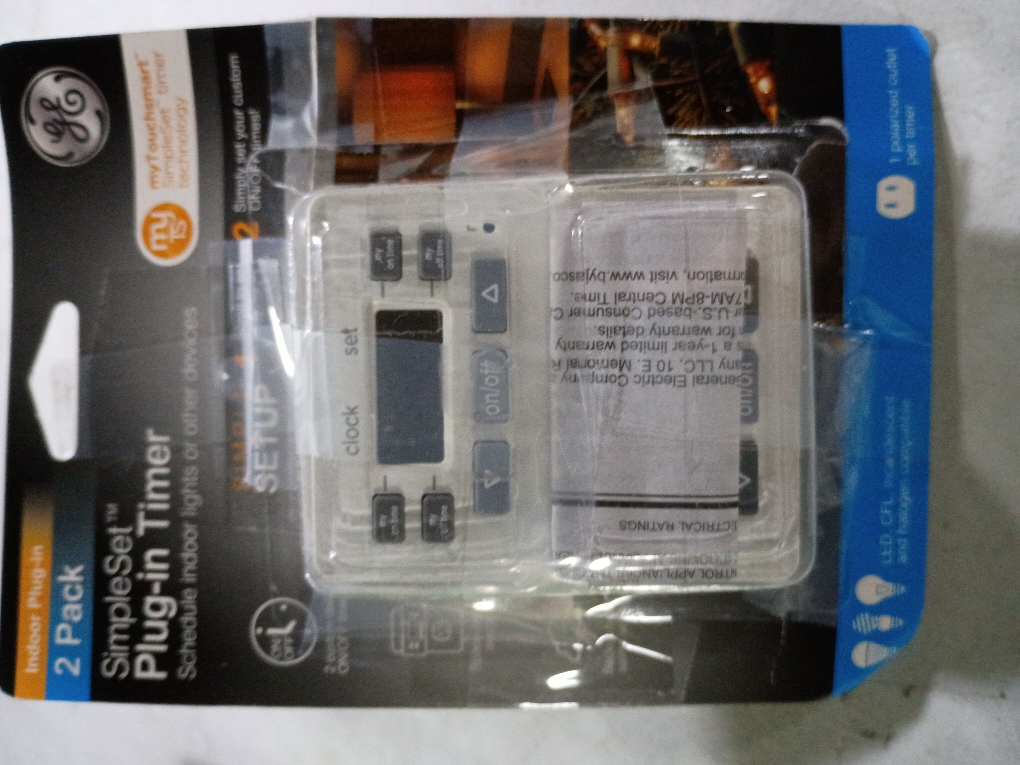 GE myTouchSmart Simple Set Digital Bar Timer 1-Polarized Outlet 2pk