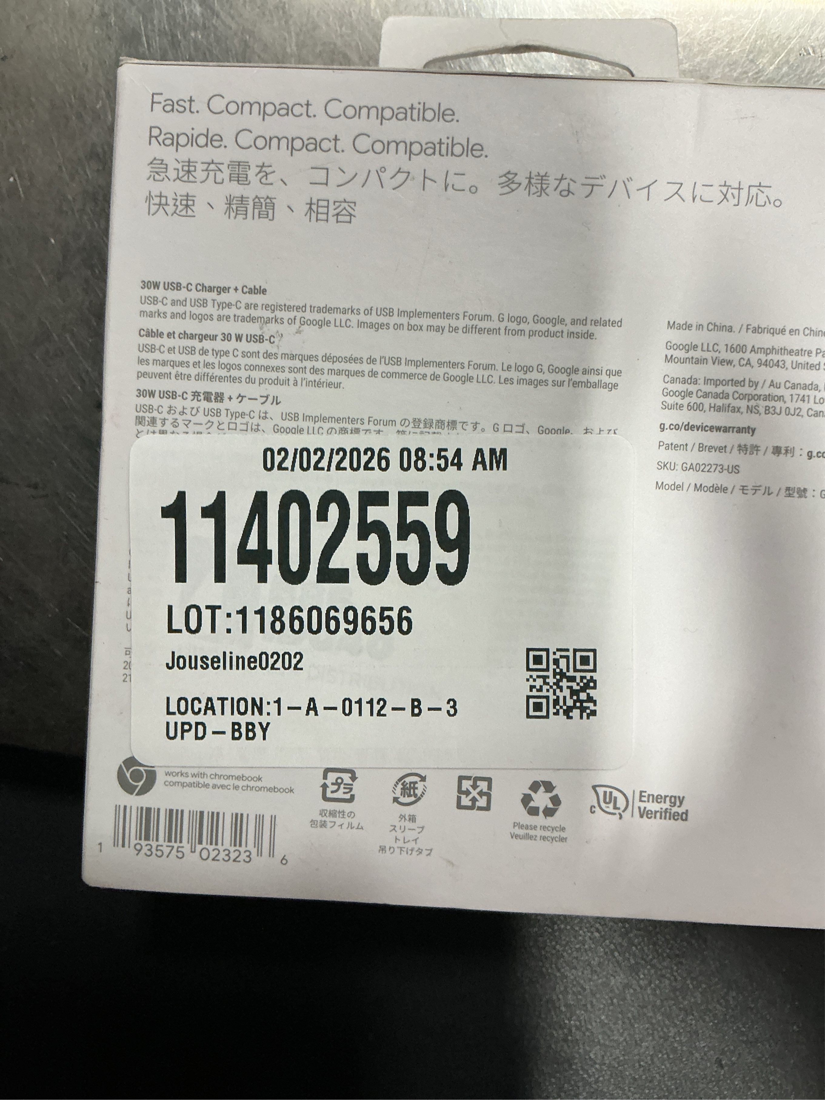 Google 30W Power Adapter with Cable