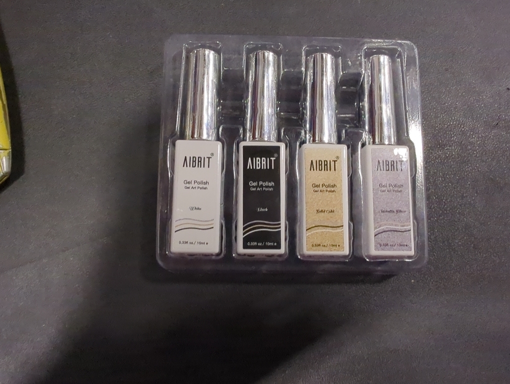 Gel Liner Art Polish Set 10ml, 4 Colors Black White Gold Silver Design Paint with Thin Brush in Bottle for Swirl/Euphoria French Tips Manicure Painting DIY at Home
