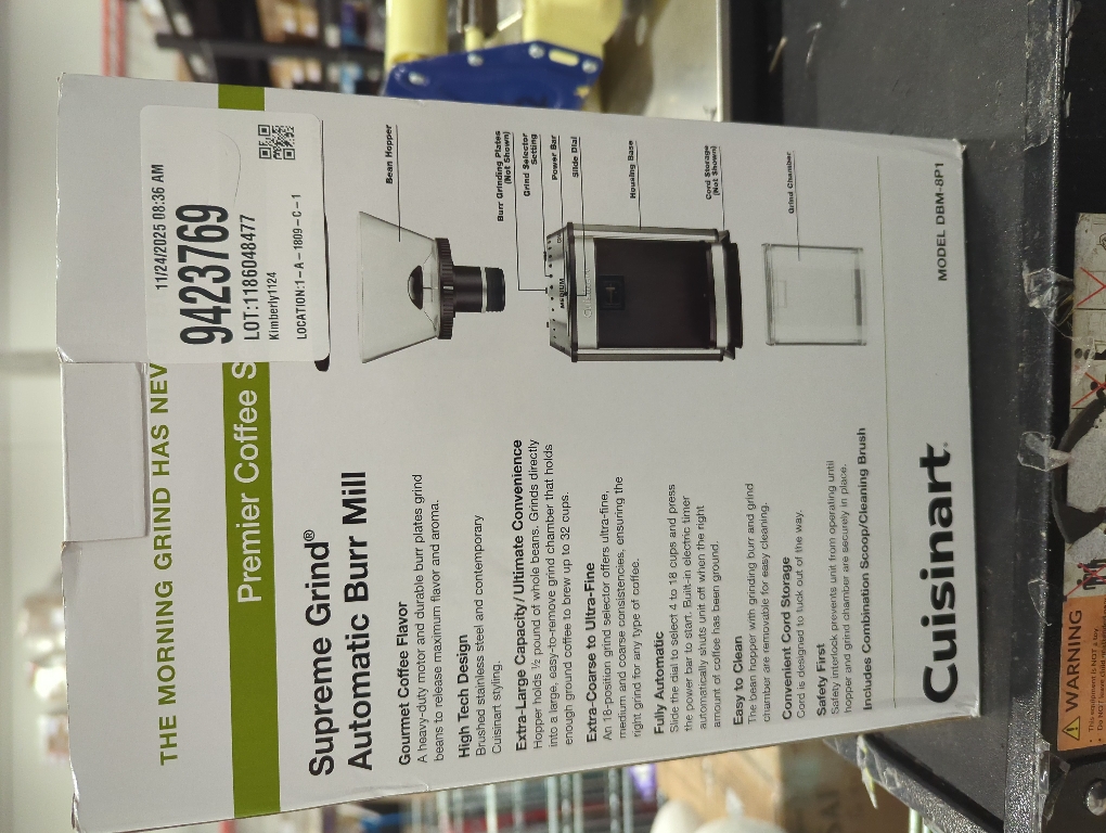 Cuisinart Supreme Grind 8 oz. Stainless Steel Burr Coffee Grinder with Adjustable Settings