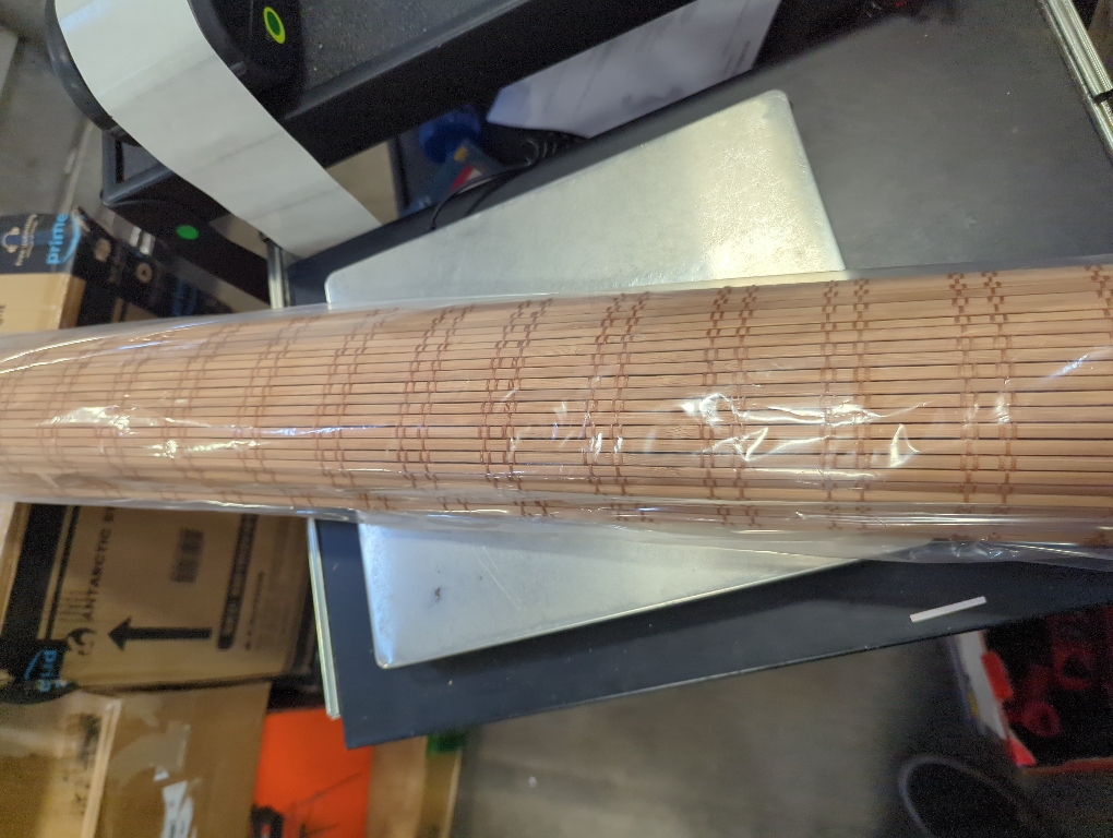 LazBlinds No Tools No Drill Cordless Bamboo Roman Shades, Light Filtering Window Treatment, Roll Up Bamboo Blinds for Windows 35'' W x 64'' H, Ceylon Light Russet