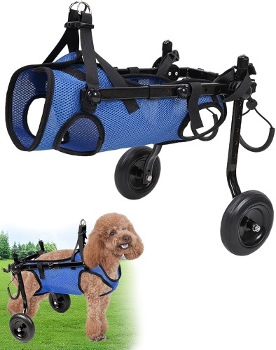 Geiserailie Small/Medium Dog Wheelchair for Back Legs, Adjustable Small Dog Wheelchair with Reflective Strips, Suit for Pet Under 33 Pounds, Mobility Aids for Small Pets Hind Limbs
