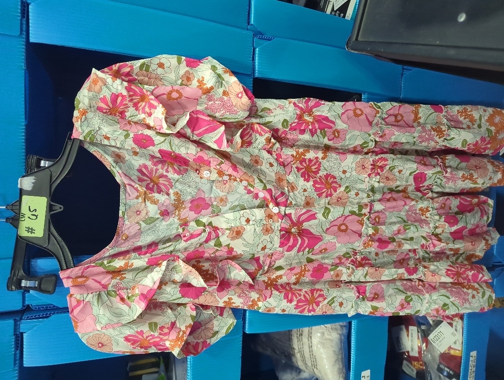 Size L Fashionable Versatile Dress for Women's V-Neck Pullover Floral Short Skirt Women