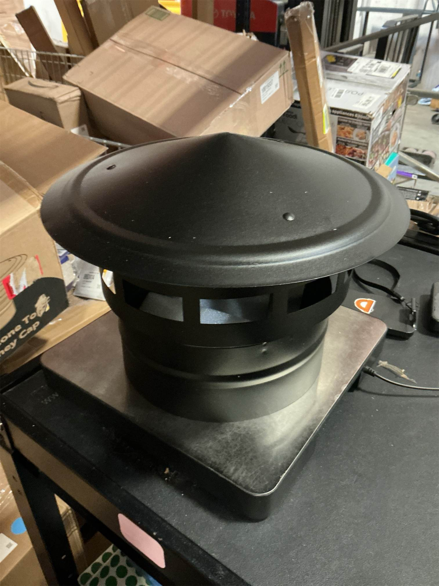 VIVOHOME 8 Cone Top Chimney Cap with Screen, Fireplace Round Chimney Cover, Galvanized Steel Exhaust Rain Caps for Outside, Easy to Install Flue Cap, Black