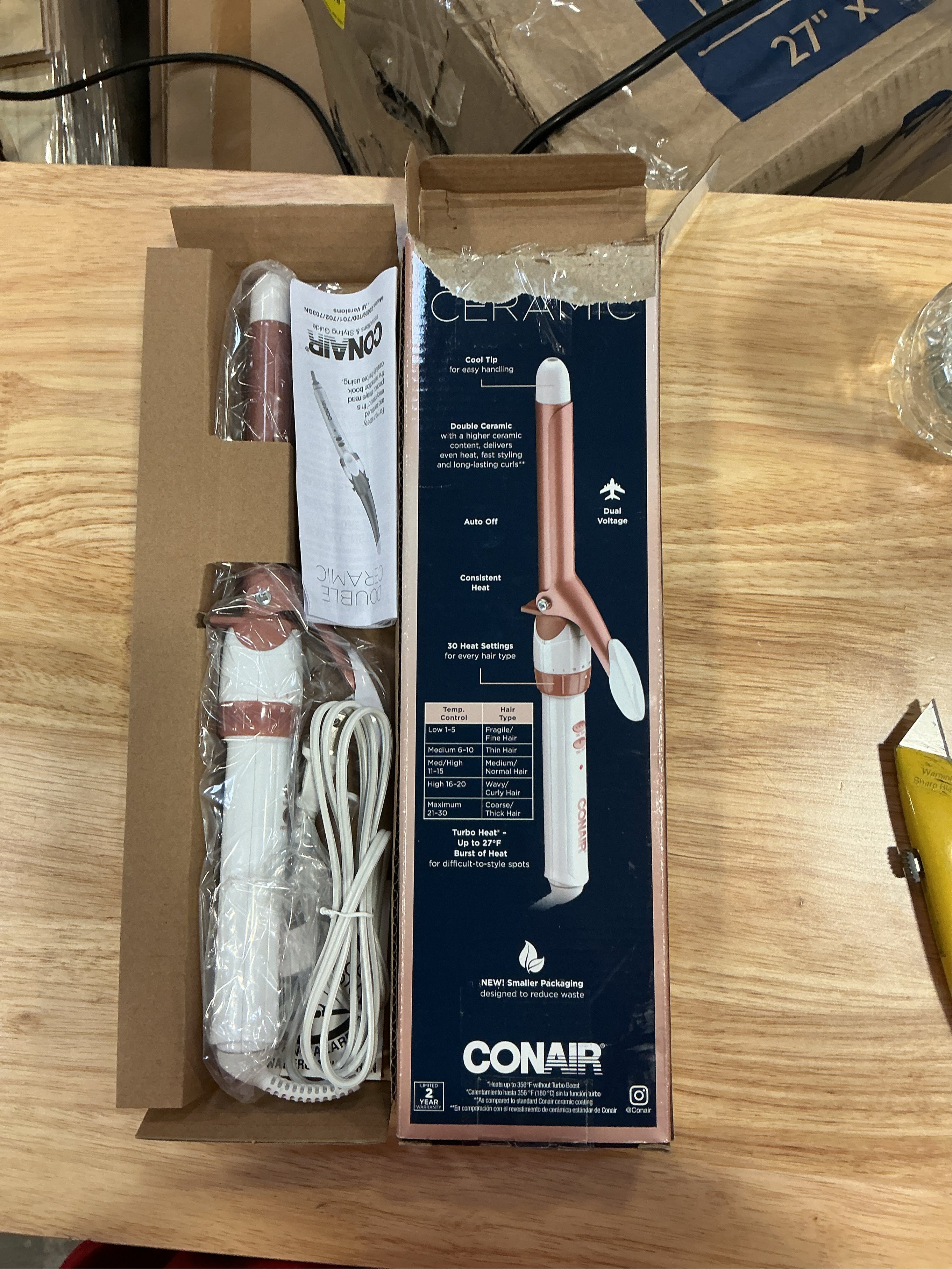 Conair Double Ceramic 3/4-Inch Curling Iron, ¾-Inch Barrel Creates Tight Curls, Hair Curler for Use on Short, Medium, and Long Hair, White