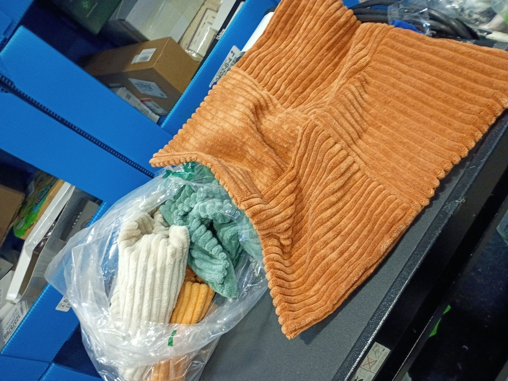 OTOSTAR Set of 4 Decorative Throw Pillow Covers Soft Striped Corduroy Boho Square Pillow Cases Fall Mix and Match Home Decor for Sofa Couch Living Room Bedroom Farmhouse 22x22 Inch, Orange Teal