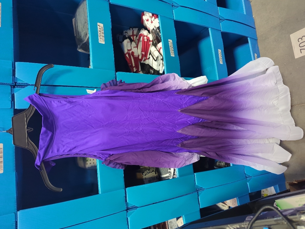 Size L NAKOKOU Women's Ballroom Dance Dress Splicing Performance Long Sleeve Navy Blue