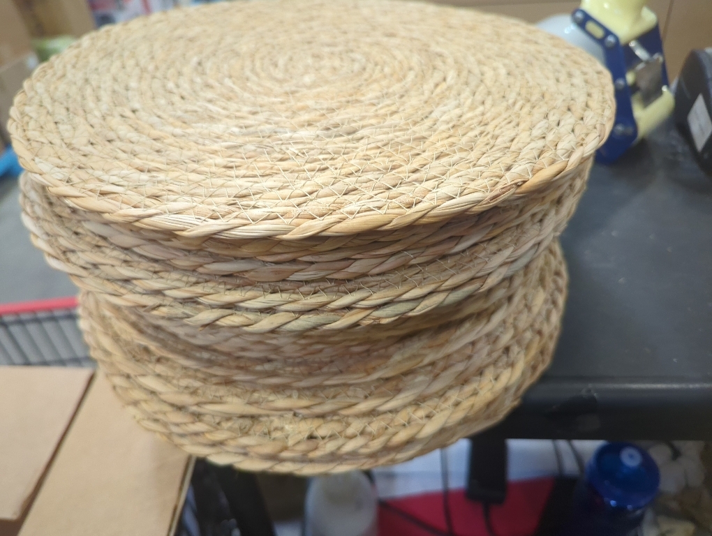 Handmade Heat Resistant Round Woven Placemats Set of 13 Wicker Boho No Chemical Natural Water Hyacinth Place Mats, Farmhouse Table Mats for Kitchen Dining Table,Home Decorations,Wedding