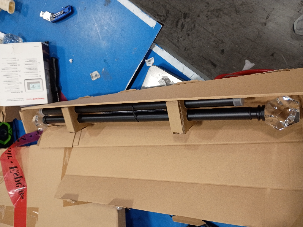 Origin 21 36-in to 72-in Matte Black Iron Single Curtain Rod with Finials