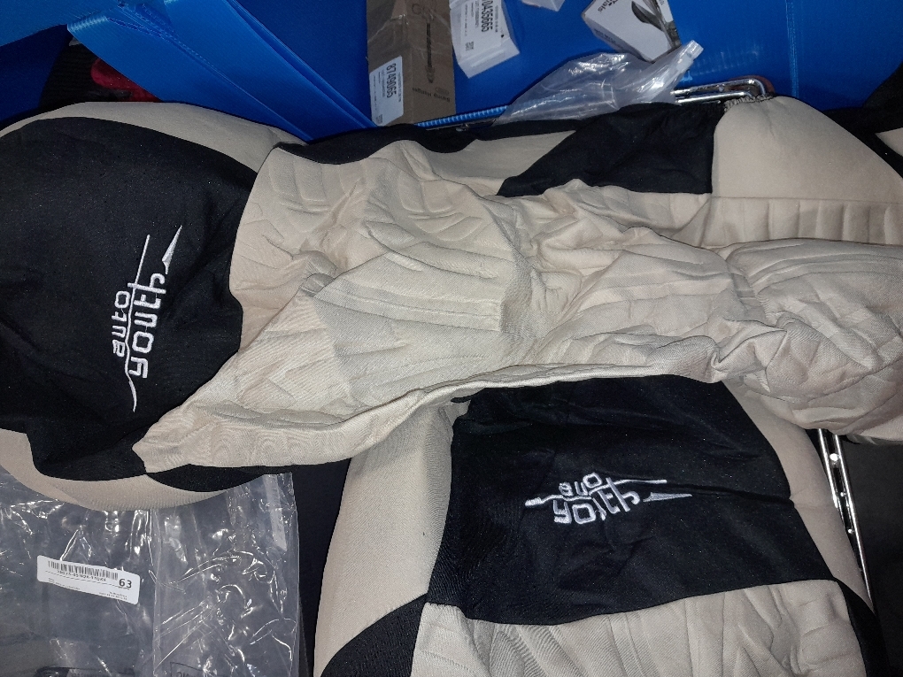 AUTOYOUTH Beige Seat Covers Front Seats Only, 3D Tyre Embossed Breathable Bucket Covers, Airbag Compatible, Quick Setup Universal Fit for Sedan, SUV, Truck, Van