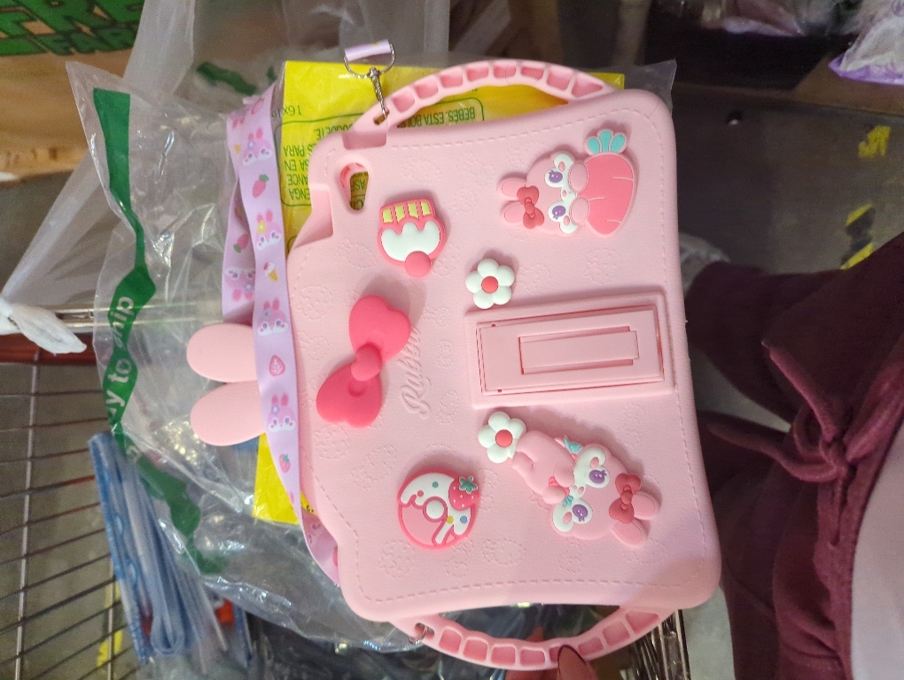 VOFUOE for iPad 10th Generation Case 10.9 Inch 2022 Kids Girls for iPad A16 Case 11th Generation 2025 with Screen Protector Shoulder Straps Handle Cute Rabbit Soft Silicone Tablet Cover-Pink