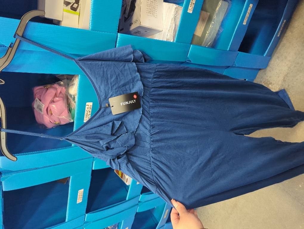 Size 1XL FUNJULY Maternity Jumpsuit Women's V Neck Short Sleeve Casual Jumpsuit High Waist Nursing Romper with Belt