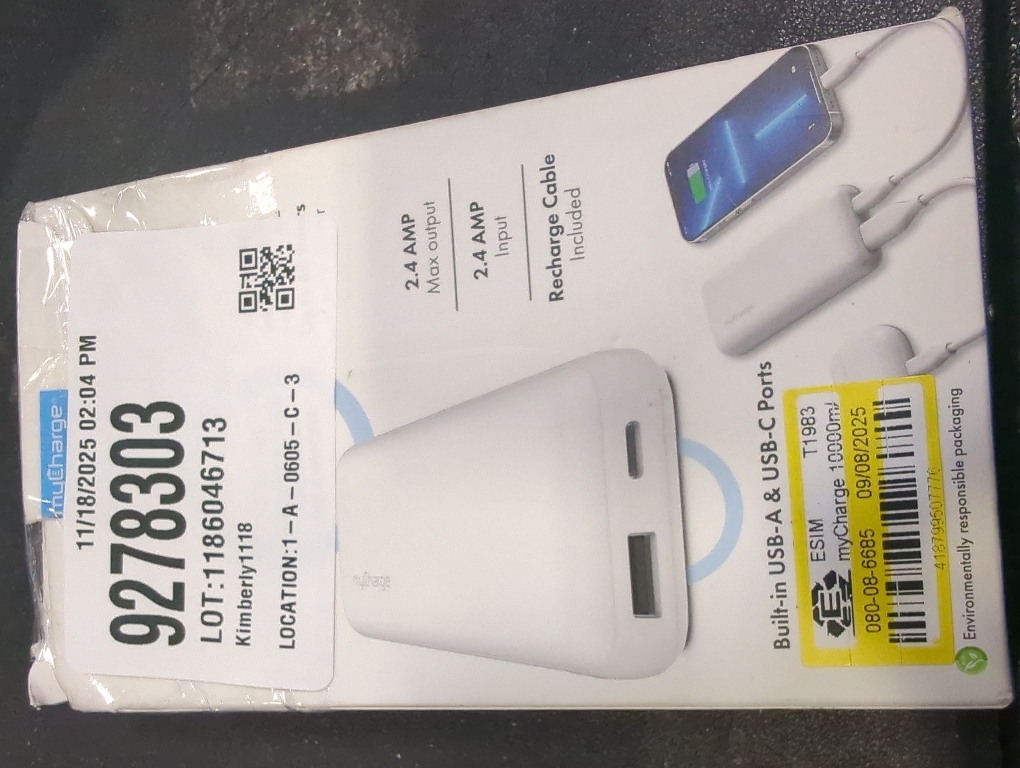 myCharge 10000mAh Power & Go Power Bank - White
