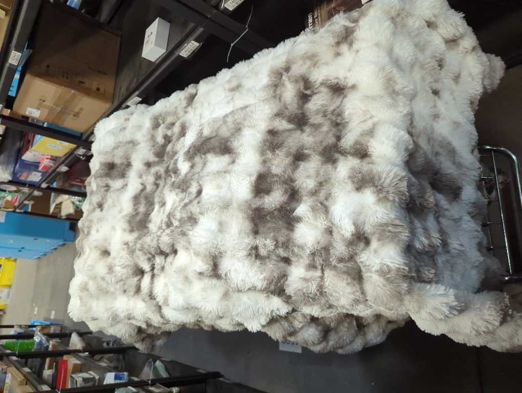 COOVA Faux Fur Throw Blanket for Couch, Cozy Soft and Fuzzy Plush Rabbit Fur Bubble Blanket for Sofa Bedroom Living Room, 50x60 Inches Tie Dye Brown