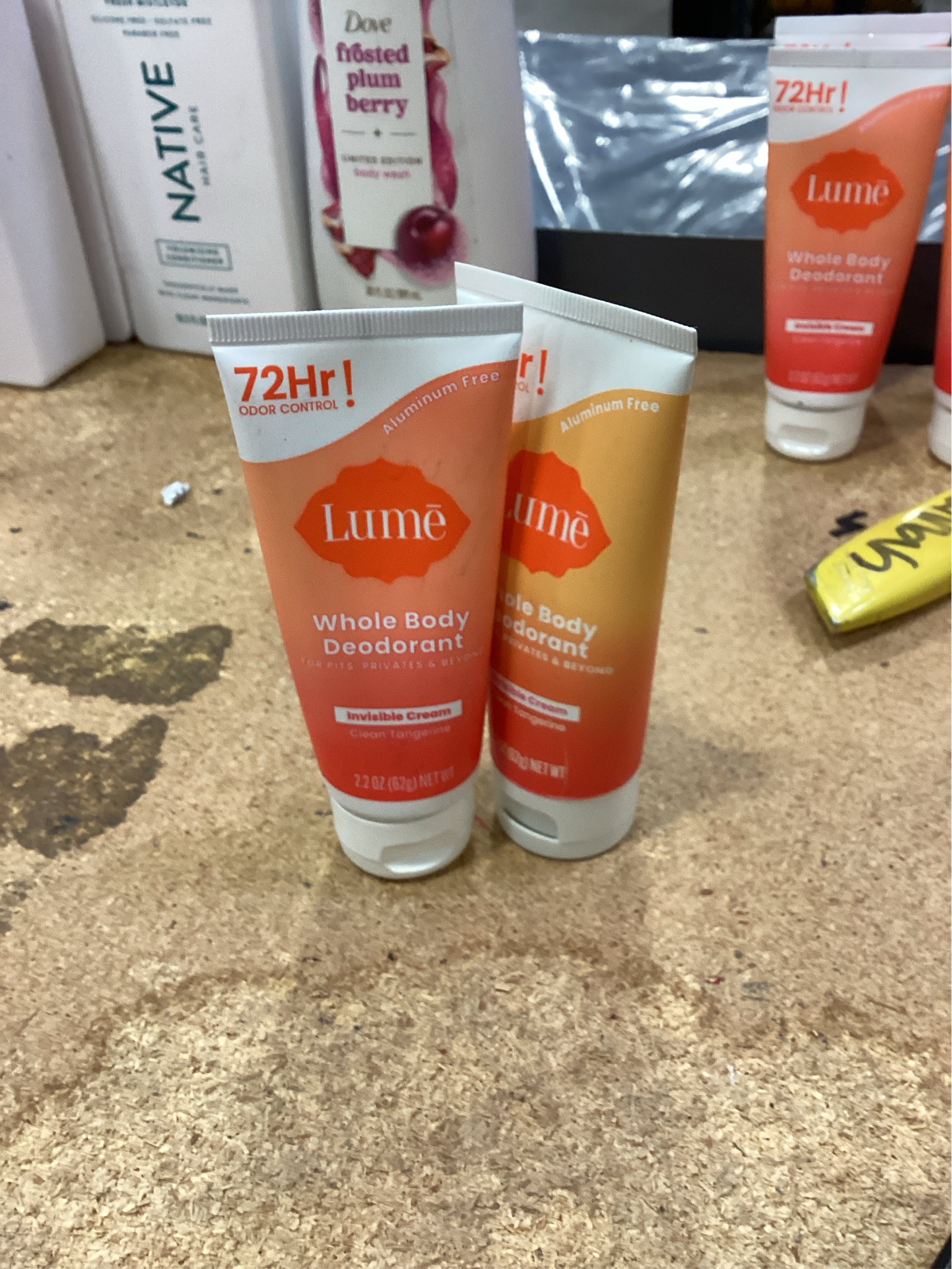 Lume Whole Body Women's Invisible Cream Tube Deodorant Clean Tangerine Scent - pack of 2