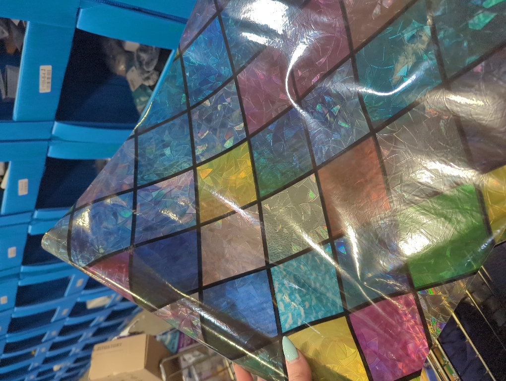 Haton Stained Glass Window Film, Rainbow Window Privacy Film, Decorative Sun Blocking Glass Clings Stickers, Static Cling Colorful Lattice Coverings Decals for Home Door 17.5 x 78.7