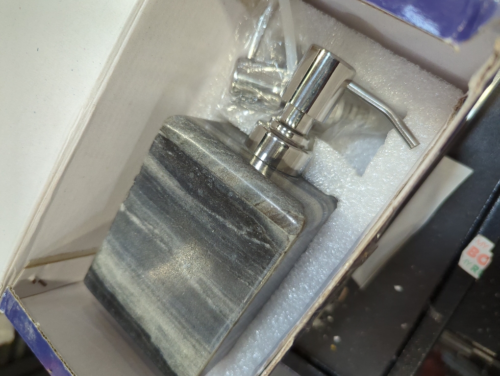 Soap Dispenser Lotion Dispenser - Made of Natural Stone - Bathroom Accessories Bath Set (Grey)