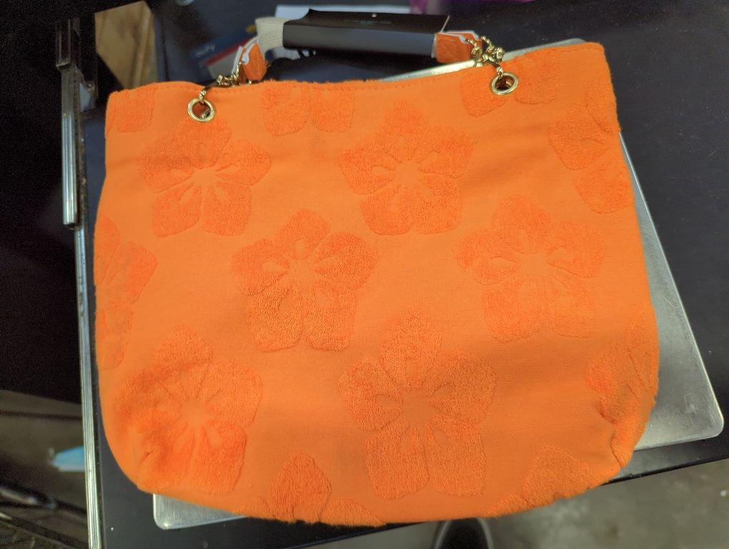 Cynthia Rowley Orange Purse With Pink Flower