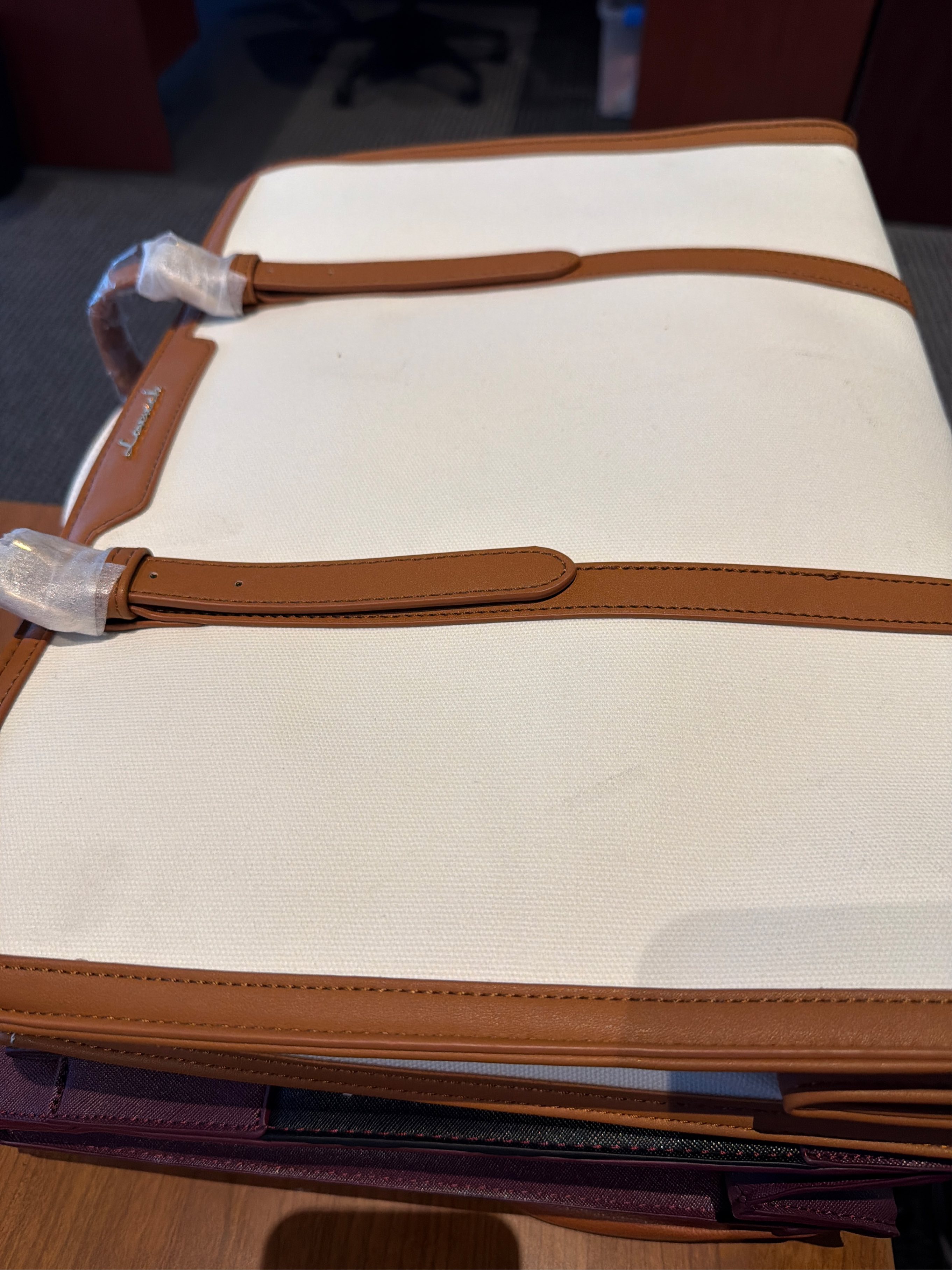 LOVEVOOK Laptop Bag for Women - 15.6 inch Lightweight Canvas Laptop Tote, Large Capacity Computer Bag with Clutch Purse for Business, Work, Travel, School, Casual Beige