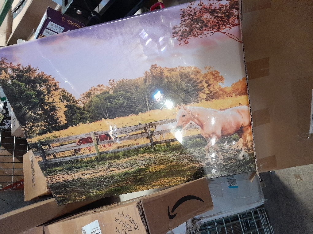 KREATIVE ARTS - Large Size Horse of a Farm Canvas Prints Wall Art Picture Modern Sunset Landscape Wild Animal High Definition Print Painting for Hotel Wall Decor Ready to Hang 20x36inch