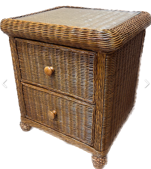 Elana 2 Drawer Chest W/ Glass Top Brown