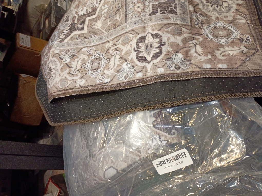 dog mat Machine Washable Non Slip Backing Mat Soft Foldable,Vintage Rugs Mats, Inside Floor Mat Doormat, Brown Lvory 2 pk