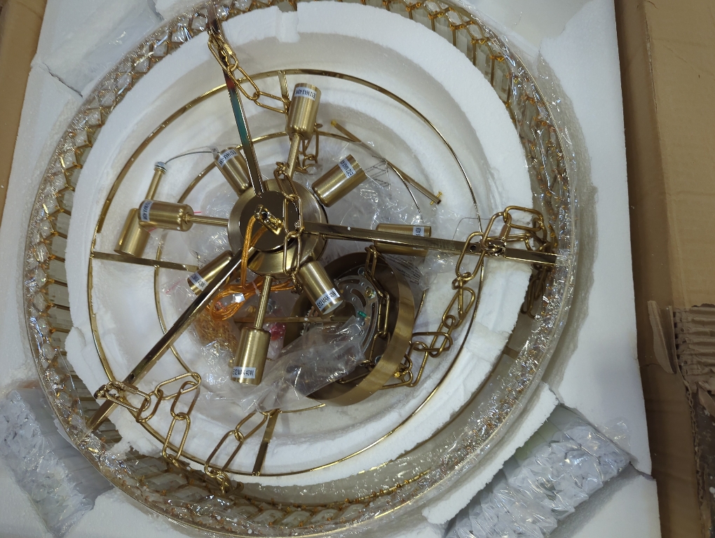 Brass Multi Tier Chandelier With Crystals
