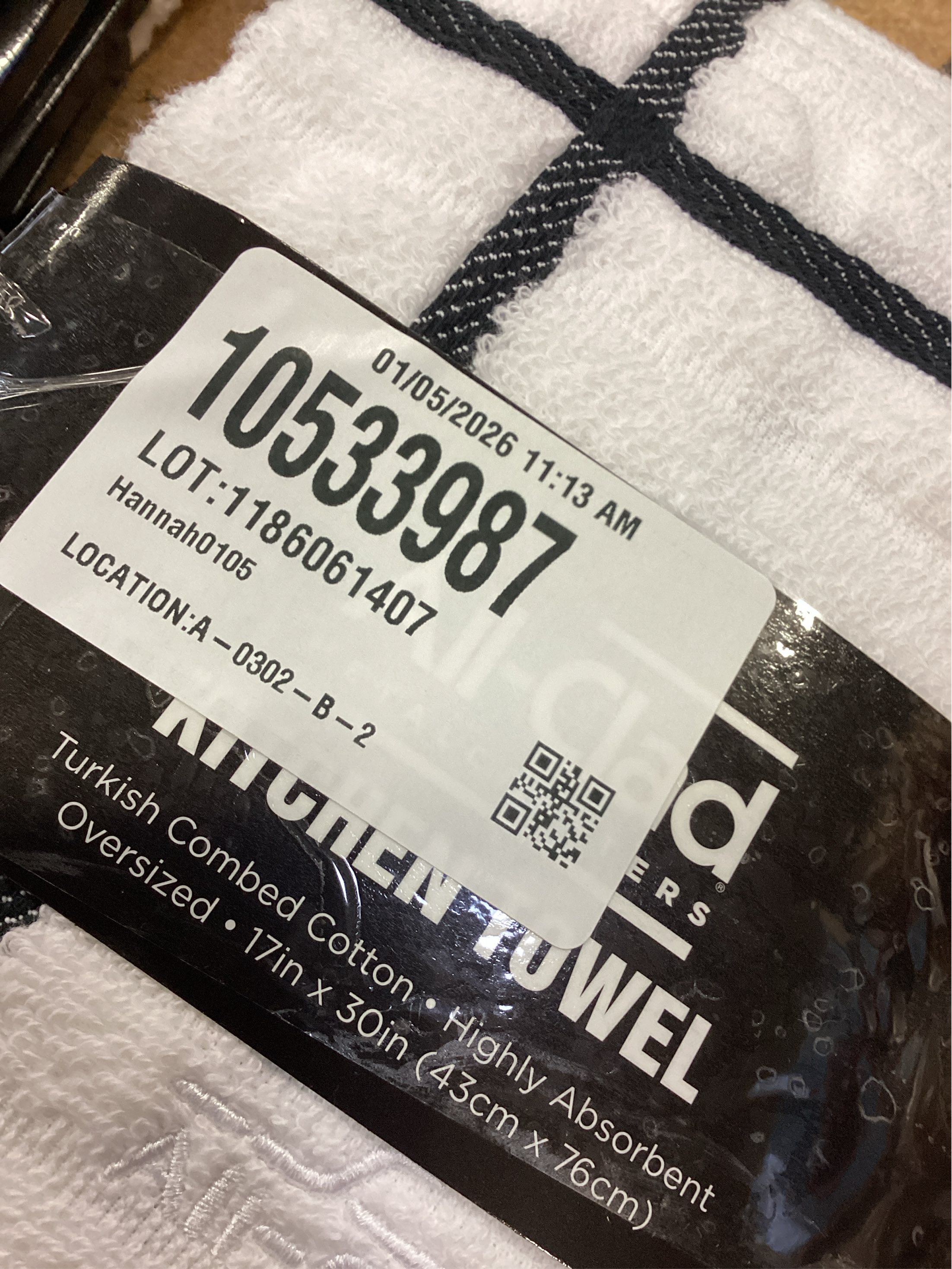 All-Clad Checked Cotton Kitchen Towel, 2 pack black