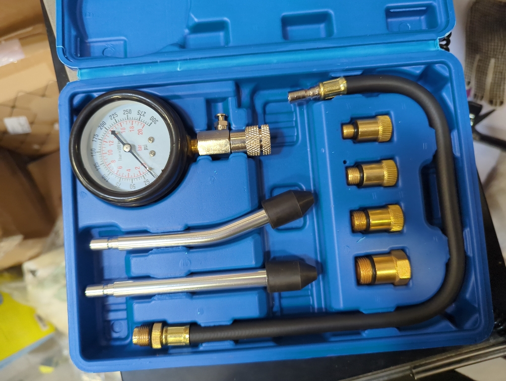 Compression Tester Automotive Tool Petrol, Gas Engine Compression Gauge Compression Tester Kit, Professional Engine Cylinder Compression Tester Kit (Blue)