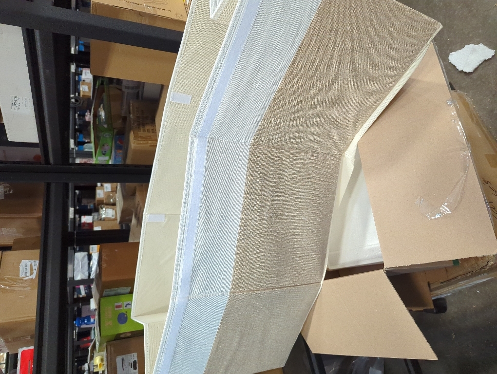 Extra Large Toy Storage Box with Lid, Collapsible Sturdy Toys Chest Storage Organizer Bin Basket with Divider for Kids, Boys, Girls, Closet, Playroom, Bedroom, Nursery, 40X14X16, Beige & White