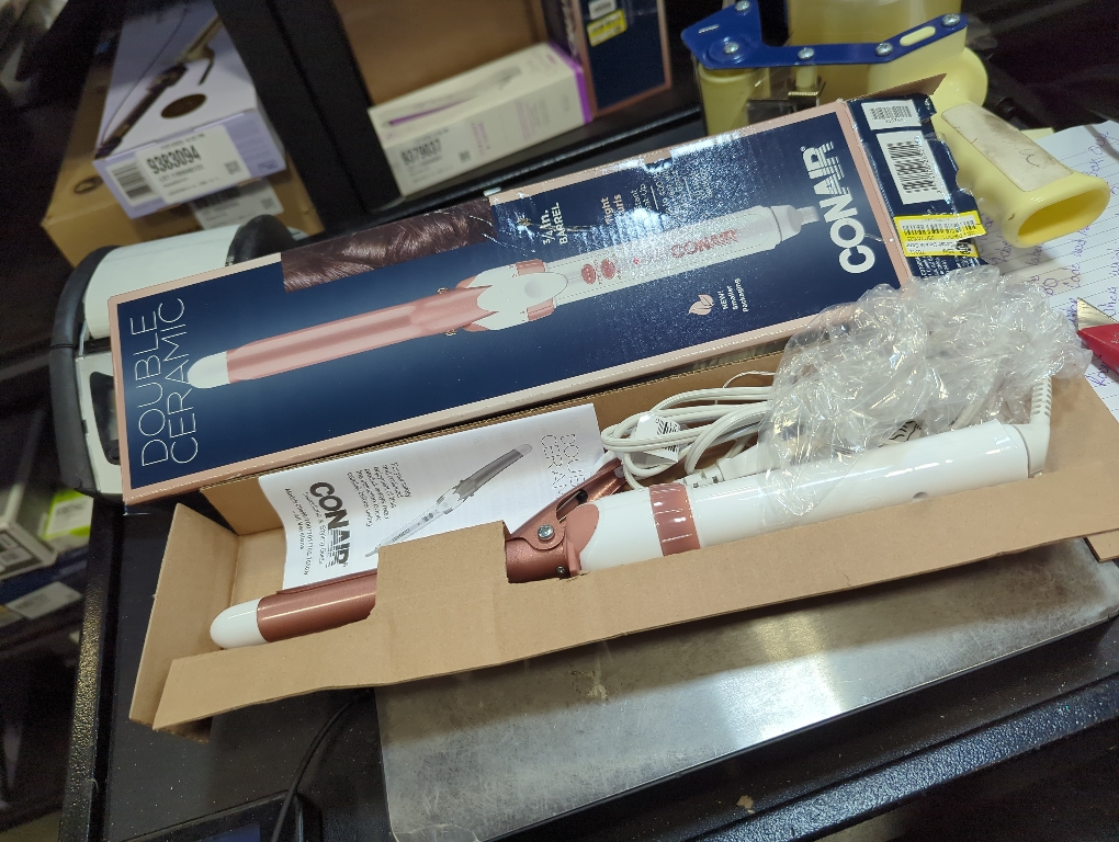 Conair Double Ceramic 3/4-Inch Curling Iron, ¾-Inch Barrel Creates Tight Curls, Hair Curler for Use on Short, Medium, and Long Hair, White