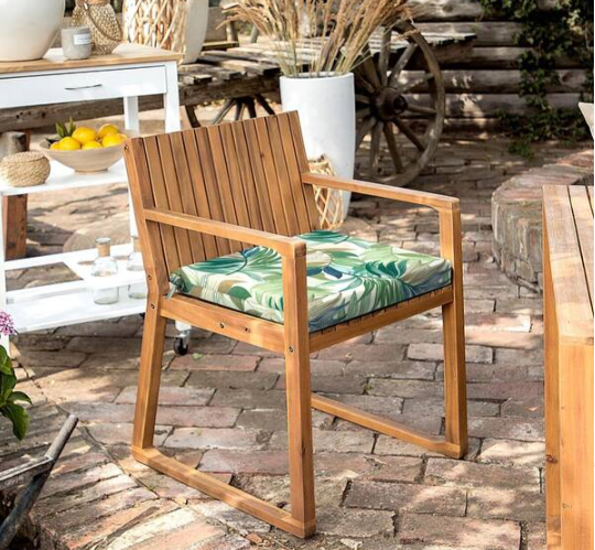 2pk Outdoor Seat Cushions with Ties, Water Repellent Patio Chair Pads, Lush Leaf Green