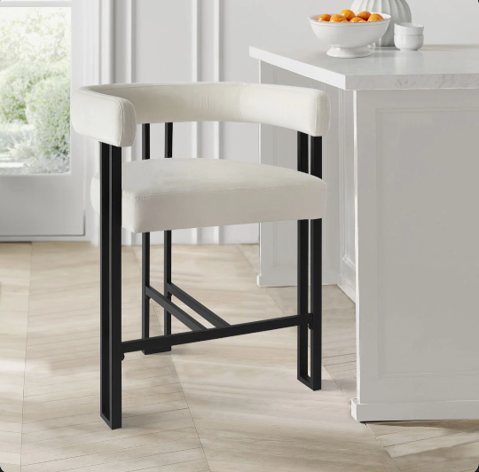 Colrain 24 Upholstered Velvet Beige Counter Stool