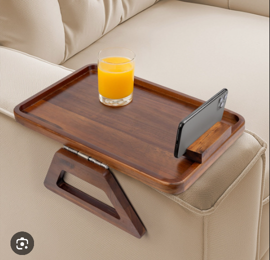 Acacia Wood Armrest Tray Brown