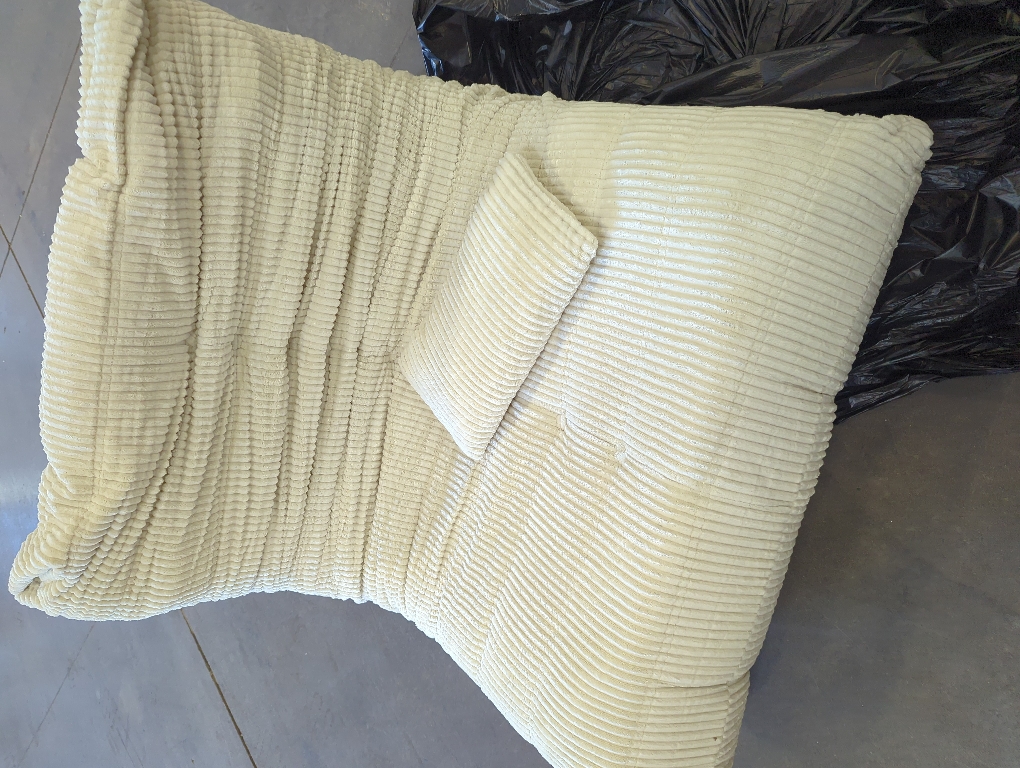 Bean Bag Chair for Adults - Large Bean Bag Chairs with Lumbar Pillow, Oversized Corduroy Memory Foam Boneless Chair with High-Rebound, Lazy Floor Sofa for Reading Gaming Living Room Bedroom, Beige