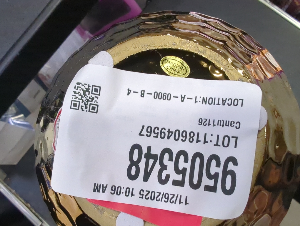 Vase Golden With Ridges With Black Interior