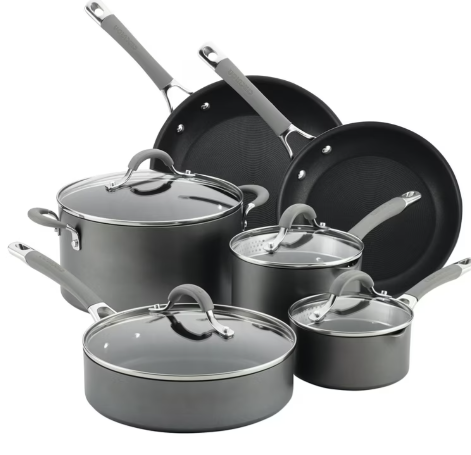 Circulon Elementum Hard-Anodized Nonstick Cookware Set, 10-Piece, Gray