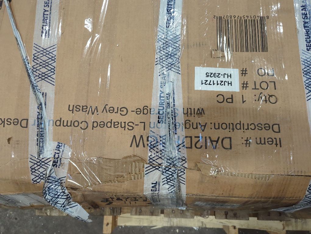 Angle Iron L-Shaped Computer Desk with Storage in Gray Wash