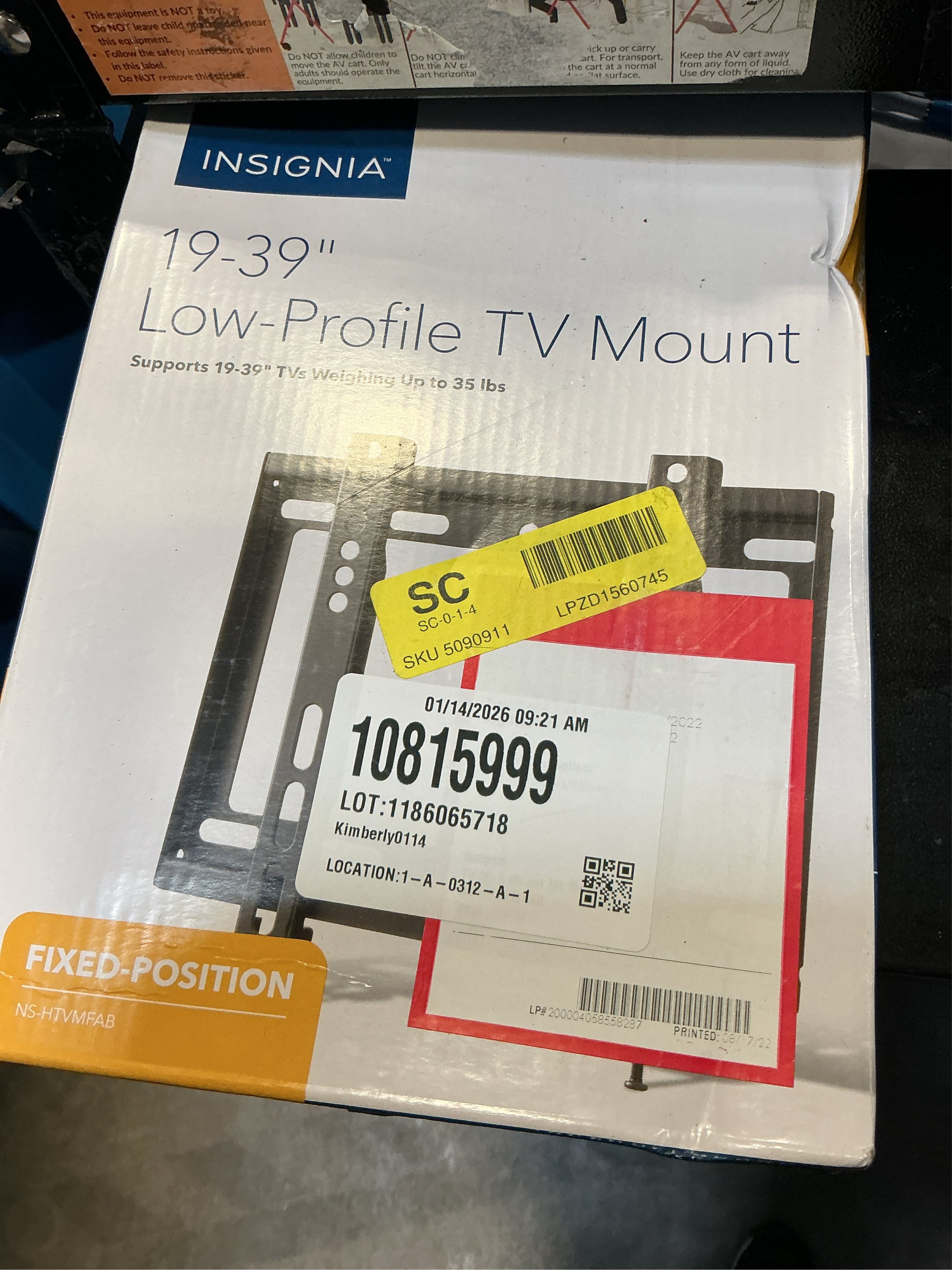 Insignia™ - Fixed TV Wall Mount for Most 19 - 43 TVs - Black