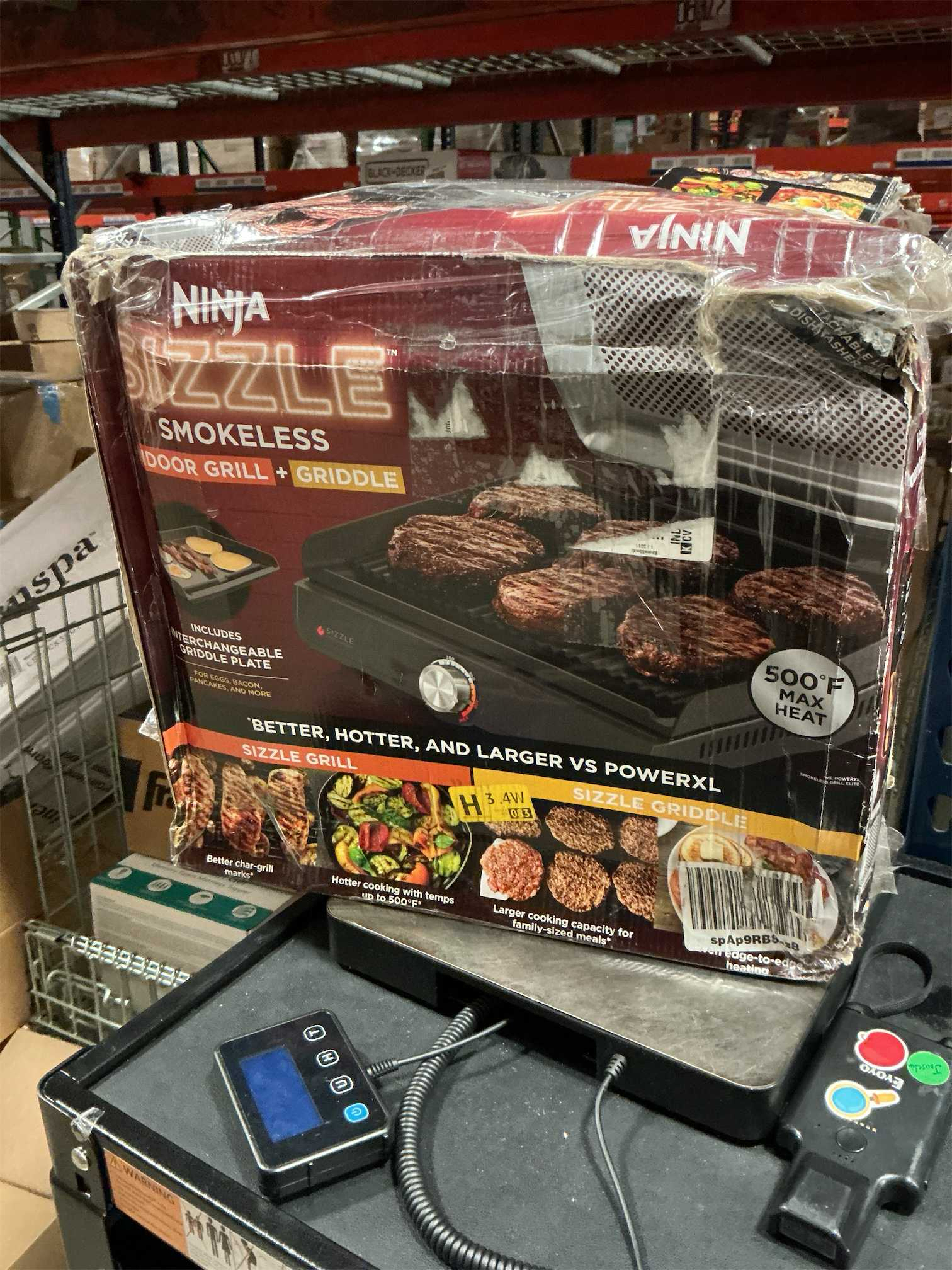 Ninja Griddle and Indoor Grill, 14’’, Electric Grill, For Steak, Burgers, Salmon, Veggies, and More, Pancake Griddle, Nonstick, Dishwasher Safe, 500F, Even Cooking, Silver, GR101