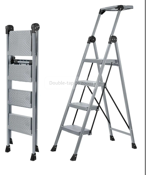 Xinsunho Gray 4 step Foldable Handrail Ladder
