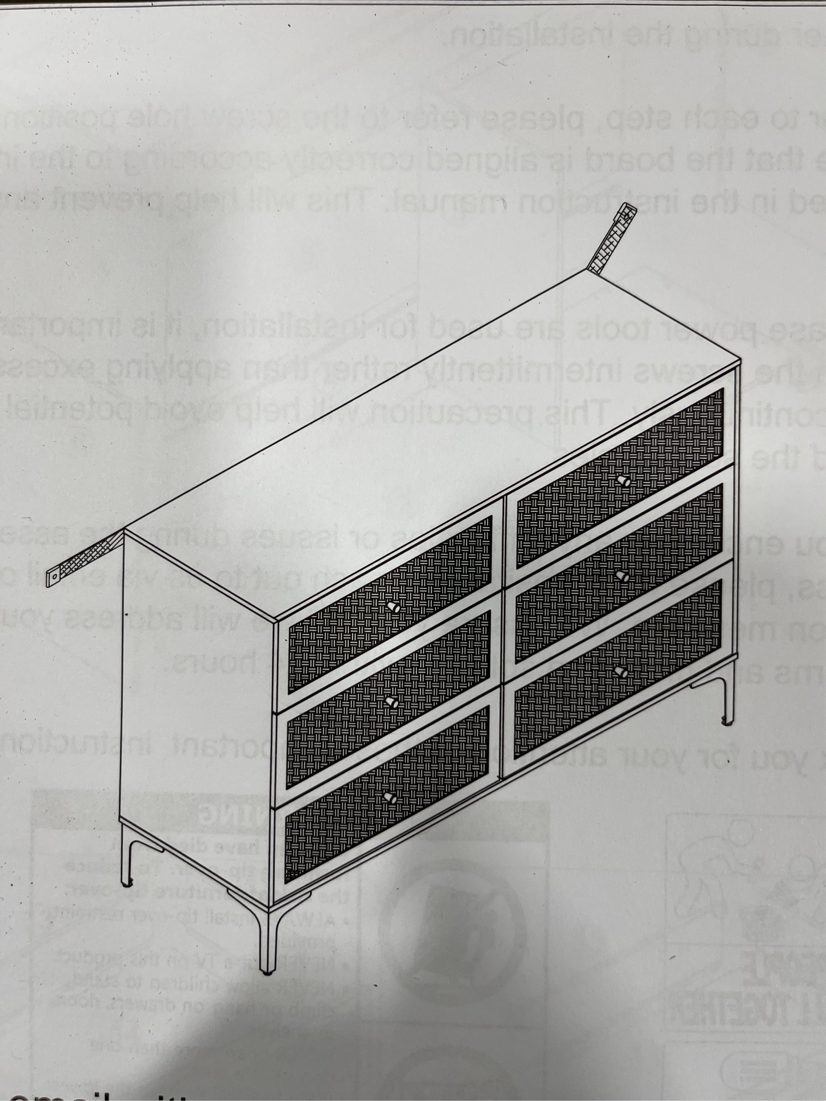 Crestlive Products Rattan Dresser, 6-Drawer Dresser for Bedroom Modern Wide Storage Chest Organizer Unit with Fabric Bins (The color of the product is different, see the picture)