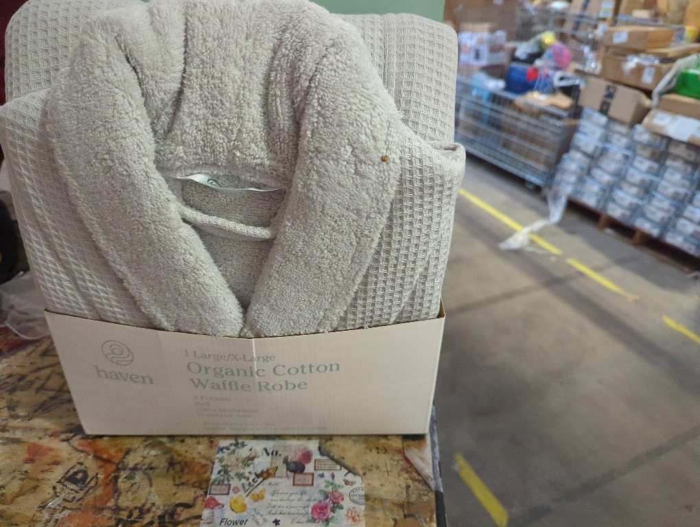 Have..Unisex Organic Waffle Robe, Long Bathrobe, Cotton, Alpine White, (L-XL)