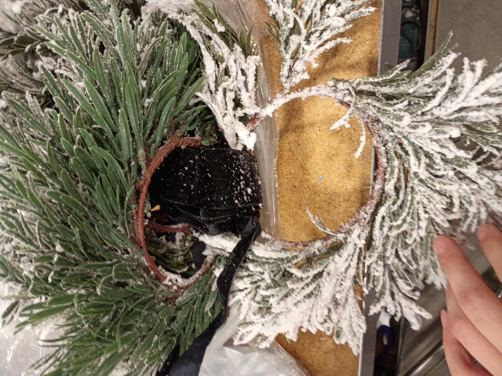 Christmas Placemats Set of 6 Round Greenery Place Mats Xmas Circular Artificial Wreath Dining Table Decor Winter Fake Plants Branches Mats for Kitchen Accessories (Norfolk and Powder Snow)